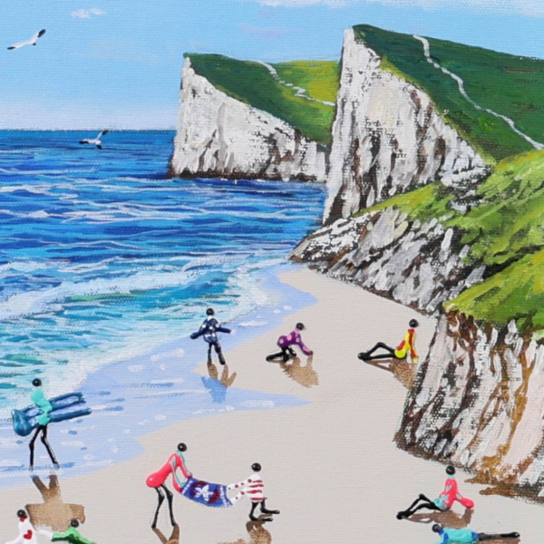 Jurassic Coast Day by Paola Cassais, original painting, detail