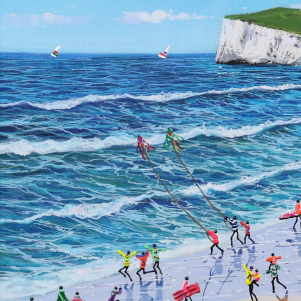 Coastal Panorama by Paola Cassais, original painting, detail