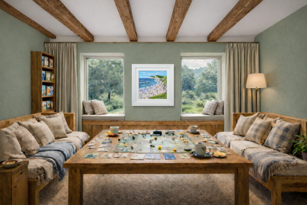 Coastal Panorama by Paola Cassais, original painting, in room
