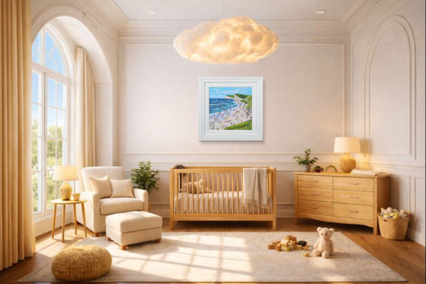 Coastal Panorama by Paola Cassais, original painting, in room
