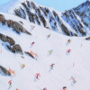 Powder Day Rush by Paola Cassais, original painting, detail