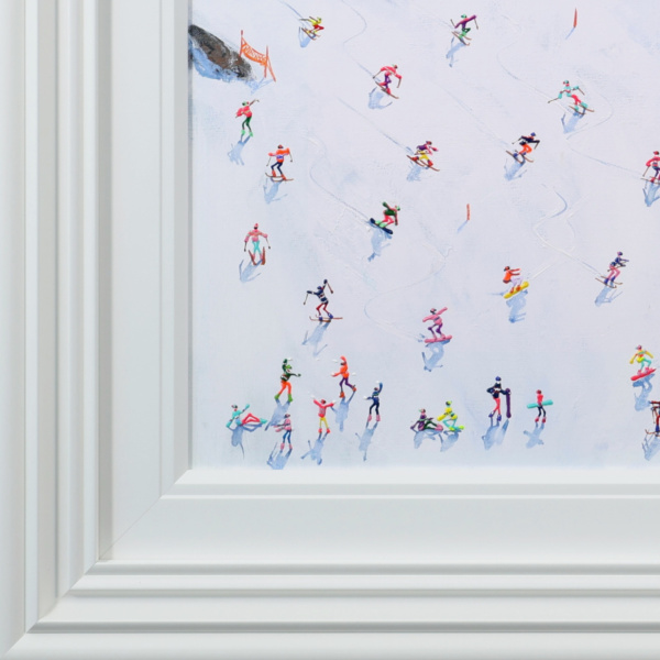 Powder Day Rush by Paola Cassais, original painting, detail