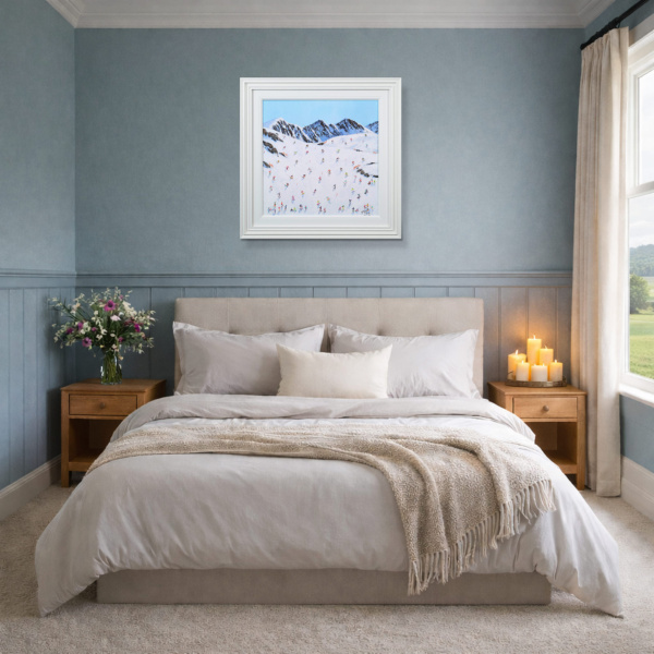 Powder Day Rush by Paola Cassais, original painting, in room