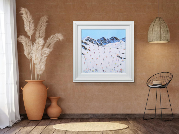 Powder Day Rush by Paola Cassais, original painting, in room