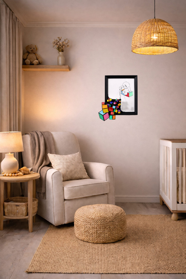 The Weight Of Creation by Damilola Odusote, original painting, in room