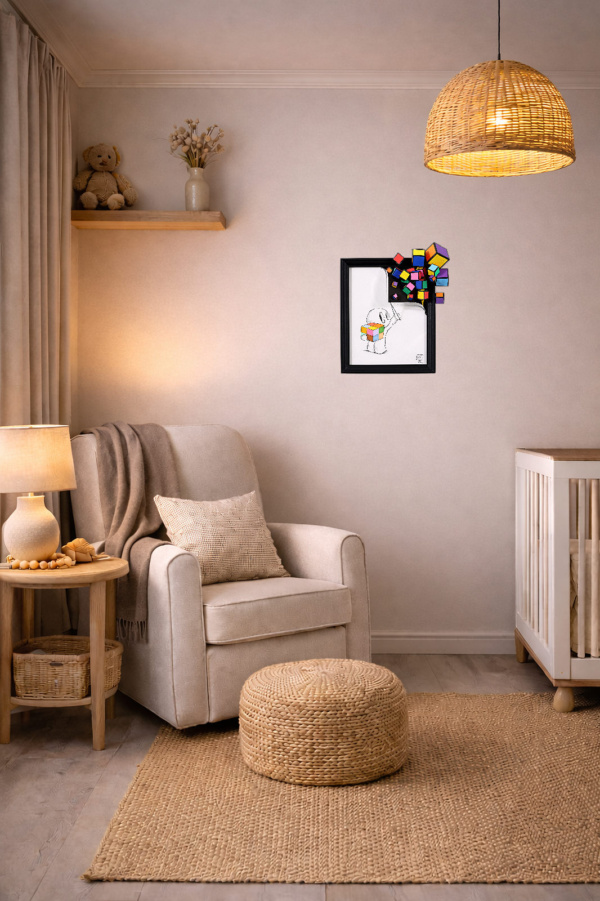 Under Control by Damilola Odusote, original painting, in room