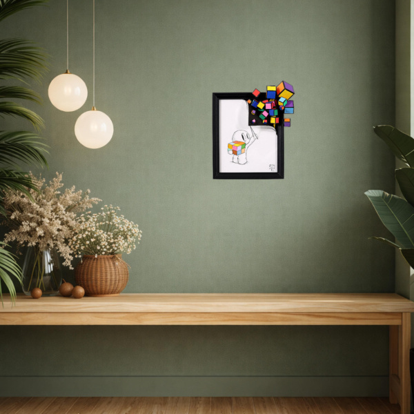 Under Control by Damilola Odusote, original painting, in room