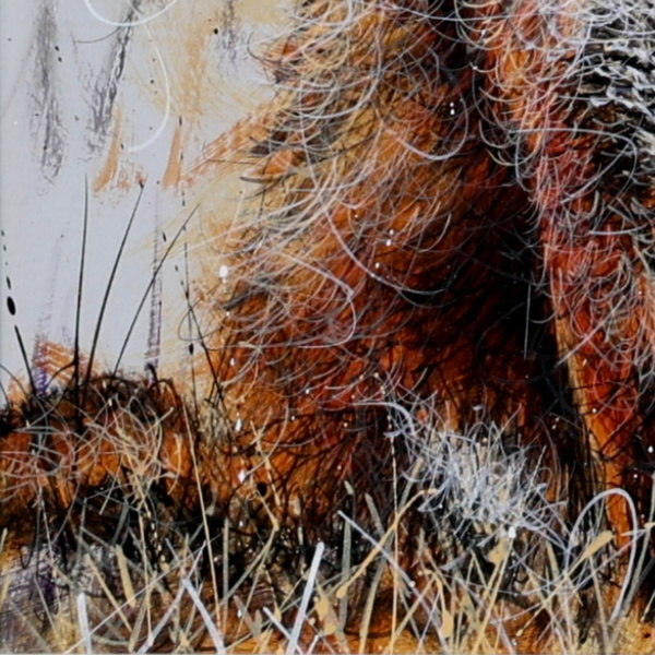 Roxy The Foxy by Ruby Keller, original painting, detail