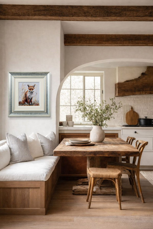 Roxy The Foxy by Ruby Keller, original painting, in room