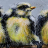 Blue Tits Only by Ruby Keller, original painting, detail