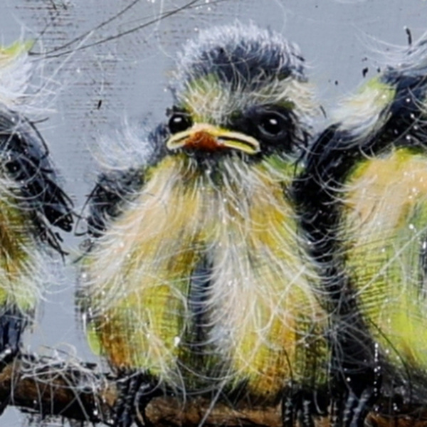 Blue Tits Only by Ruby Keller, original painting, detail