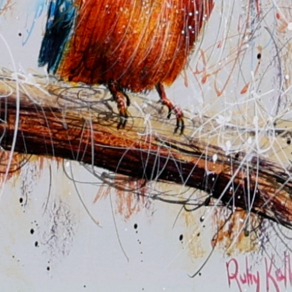 Kingfisher by Ruby Keller, original painting, detail