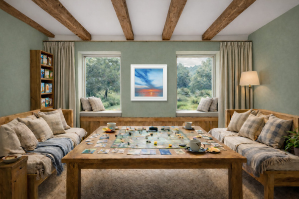 Our Time by Ben Payne, original painting, in room