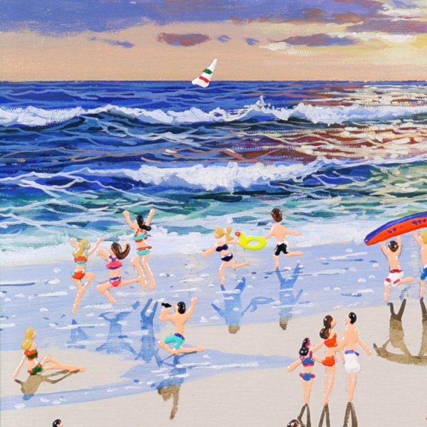 Sunset & Lilos by Paola Cassais, original painting, detail