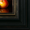 Orange, Apple & Porcelain Bowl by Ronald Berger, original painting, detail