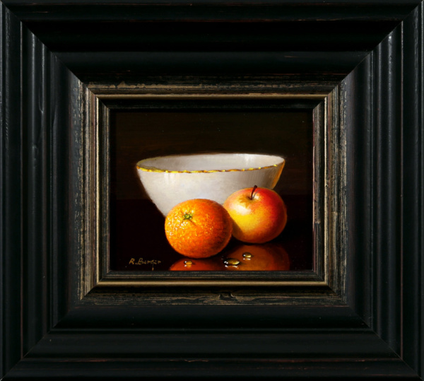 Orange, Apple & Porcelain Bowl by Ronald Berger, original painting