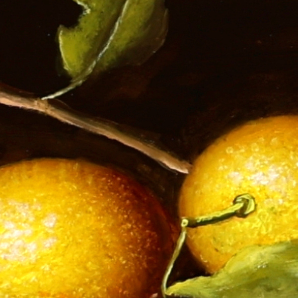 Two Fresh Lemons by Ronald Berger, original painting, detail