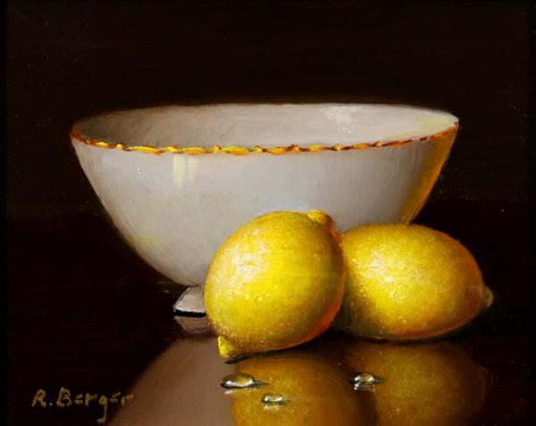 Two Lemons & Porcelain Bowl by Ronald Berger, original painting