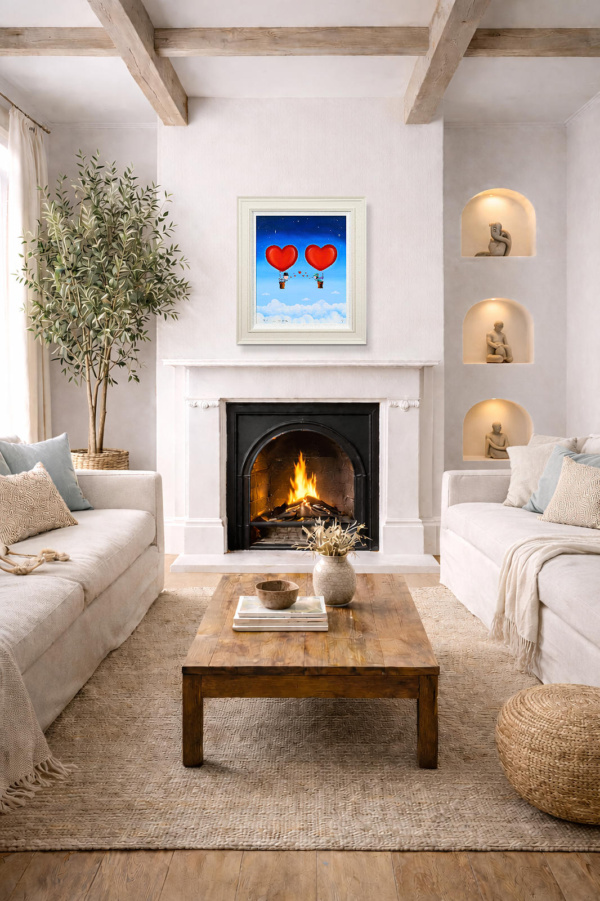 Kisses On The Wind by Michael Abrams, original painting, in room