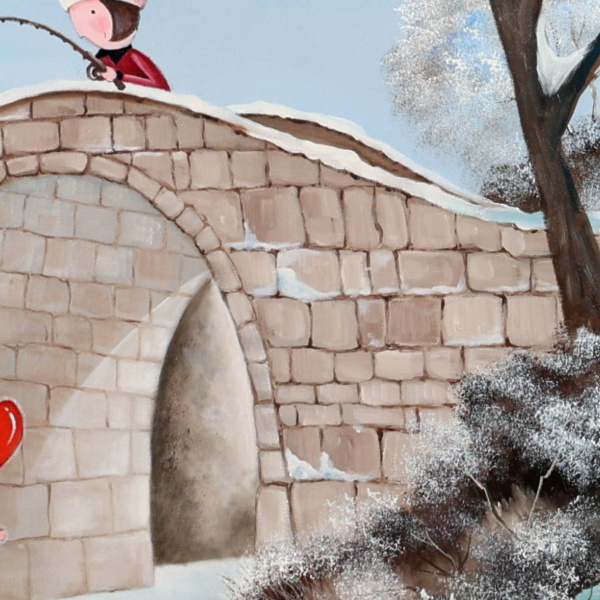 Hooked On Love by Michael Abrams, original painting, detail