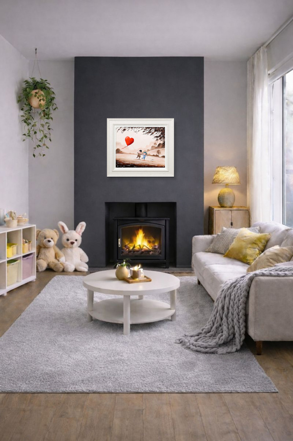 Loving Life by Michael Abrams, original painting, in room