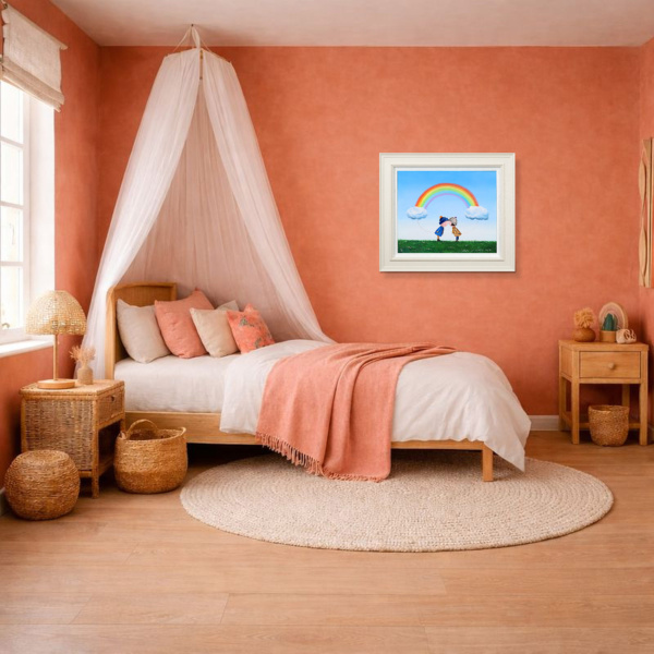 When Two Hearts Meet by Michael Abrams, original painting, in room