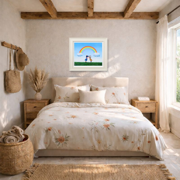 When Two Hearts Meet by Michael Abrams, original painting, in room