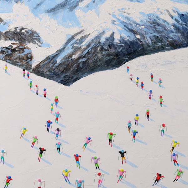 Chamonix, Mont Blanc by Antonio Navarro (Casimiro), original painting, detail