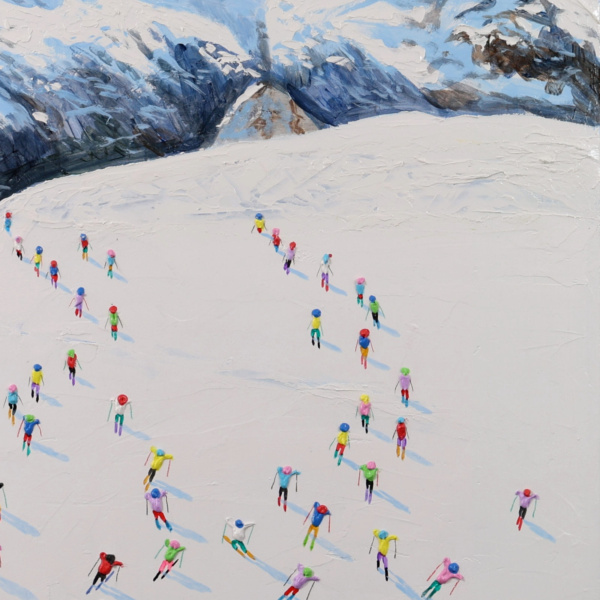 Chamonix, Mont Blanc by Antonio Navarro (Casimiro), original painting, detail