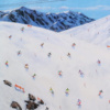 Sledging into Après-Ski by Paola Cassais, original painting, detail