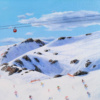 Sledging into Après-Ski by Paola Cassais, original painting, detail