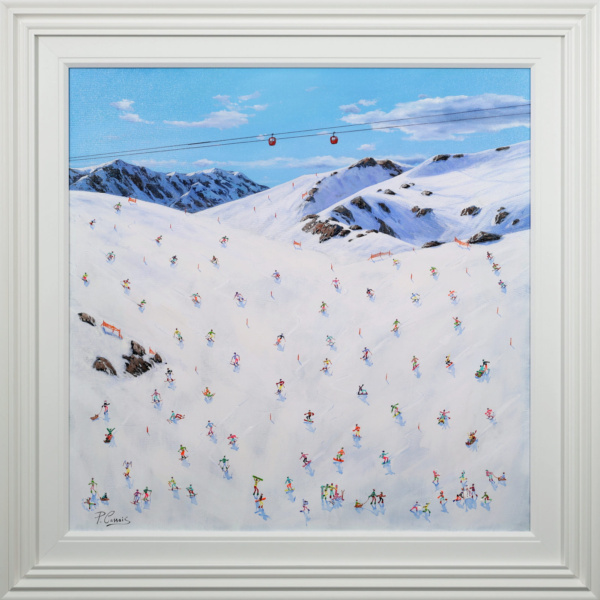 Sledging into Après-Ski by Paola Cassais, original painting