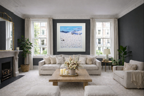 Sledging into Après-Ski by Paola Cassais, original painting, in room