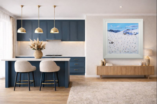 Sledging into Après-Ski by Paola Cassais, original painting, in room