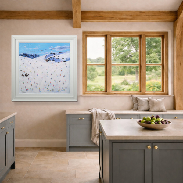 Sledging into Après-Ski by Paola Cassais, original painting, in room
