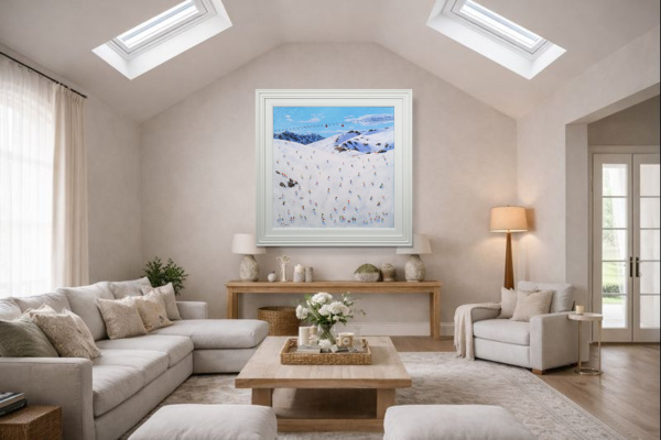 Sledging into Après-Ski by Paola Cassais, original painting, in room