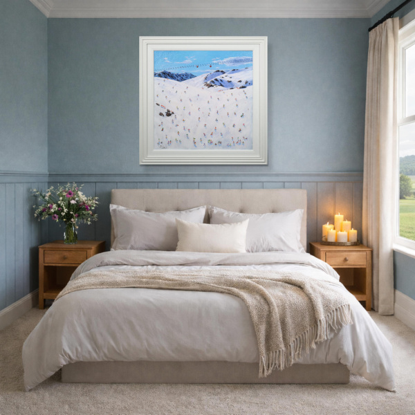 Sledging into Après-Ski by Paola Cassais, original painting, in room
