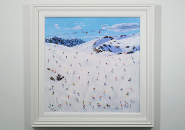 Sledging into Après-Ski by Paola Cassais, original painting