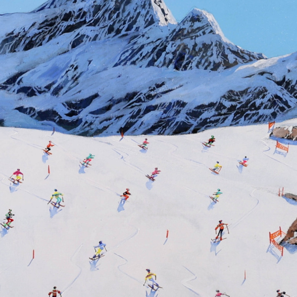 A Day On The Slopes by Paola Cassais, original painting, detail