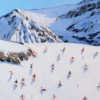 A Day On The Slopes by Paola Cassais, original painting, detail