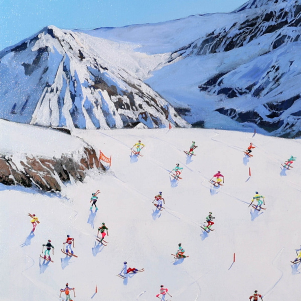 A Day On The Slopes by Paola Cassais, original painting, detail