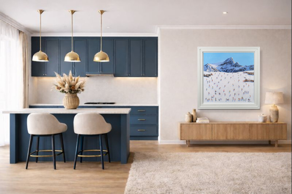 A Day On The Slopes by Paola Cassais, original painting, in room