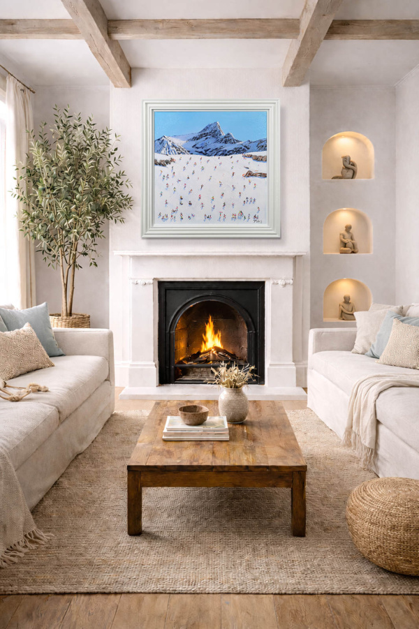 A Day On The Slopes by Paola Cassais, original painting, in room