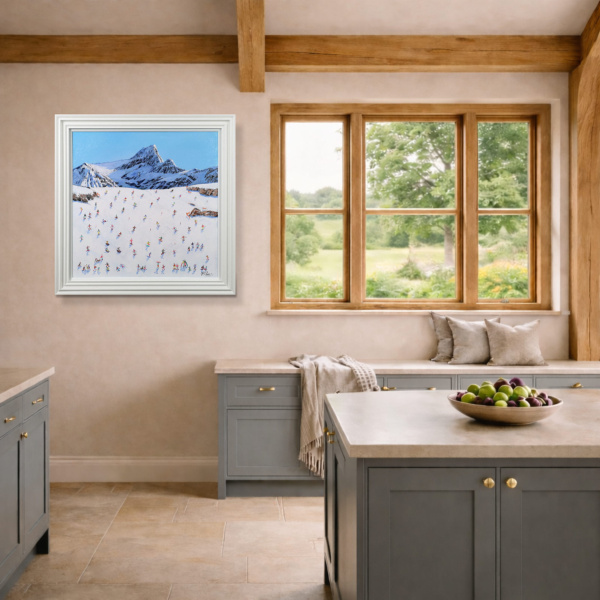 A Day On The Slopes by Paola Cassais, original painting, in room