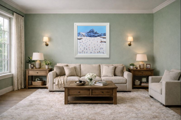 A Day On The Slopes by Paola Cassais, original painting, in room