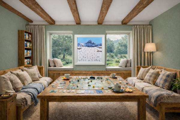 A Day On The Slopes by Paola Cassais, original painting, in room