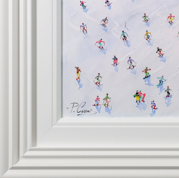 Skiing On The Alpine Slope by Paola Cassais, original painting, detail