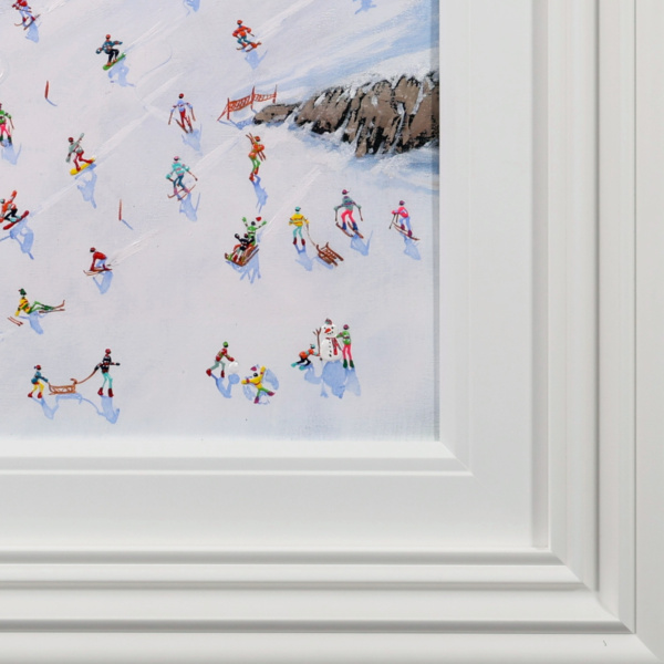 Skiing On The Alpine Slope by Paola Cassais, original painting, detail