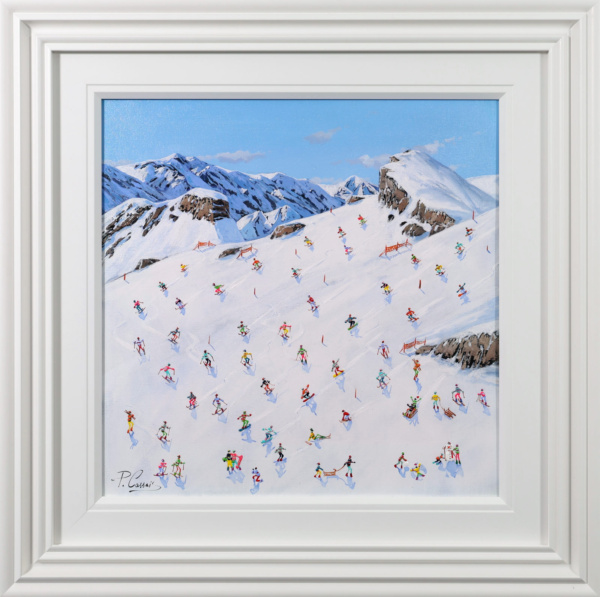 Skiing On The Alpine Slope by Paola Cassais, original painting