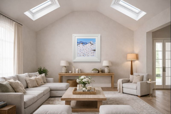 Skiing On The Alpine Slope by Paola Cassais, original painting, in room